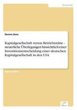 Kapitalgesellschaft versus Betriebsstätte - steuerliche Überlegungen hinsichtlich einer Investitionsentscheidung einer deutschen Kapitalgesellschaft in den USA