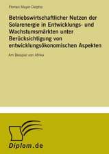 Betriebswirtschaftlicher Nutzen Der Solarenergie in Entwicklungs- Und Wachstumsmarkten Unter Berucksichtigung Von Entwicklungsokonomischen Aspekten