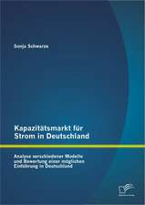 Kapazit Tsmarkt Fur Strom in Deutschland: Analyse Verschiedener Modelle Und Bewertung Einer M Glichen Einf Hrung in Deutschland