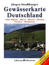 Gewässerkarte Deutschland Süd. Rhein, Main, Mosel, Donau, Neckar, Bodensee