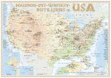 Bourbon-Rye-Whiskey Distilleries in USA - Tasting Map 34x24cm