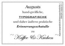 Augusts Erinnerungsschatulle Kaffee und Kuchen