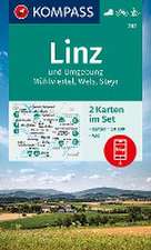 KOMPASS Wanderkarten-Set 202 Linz und Umgebung, Mühlviertel, Wels, Steyr (2 Karten) 1:50.000