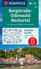 KOMPASS Wanderkarten-Set 827 Bergstraße-Odenwald, Neckartal, Geo-Naturpark Bergstraße-Odenwald (2 Karten) 1:50.000