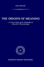 The Origins of Meaning: A Critical Study of the Thresholds of Husserlian Phenomenology