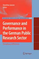 Governance and Performance in the German Public Research Sector: Disciplinary Differences