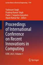 Proceedings of International Conference on Recent Innovations in Computing